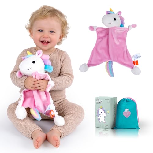 Image of Baby Security Blanket, Soft Lovey Unisex Snuggle Toy Stuffed Animal, Square Sensory Lovie, Newborn Essentials Gift for Boys and Girls (Dreamiecone)