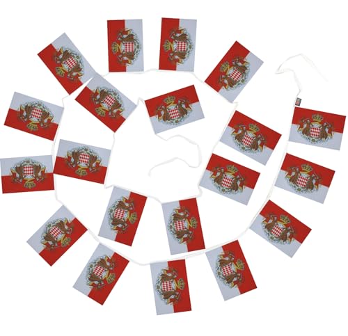 Image of AZ FLAG Monaco Coat of arms 6 meters BUNTING Flag 20 flags 9'' x 6'' - Monegasque - Monacans STRING flags 15 x 21 cm