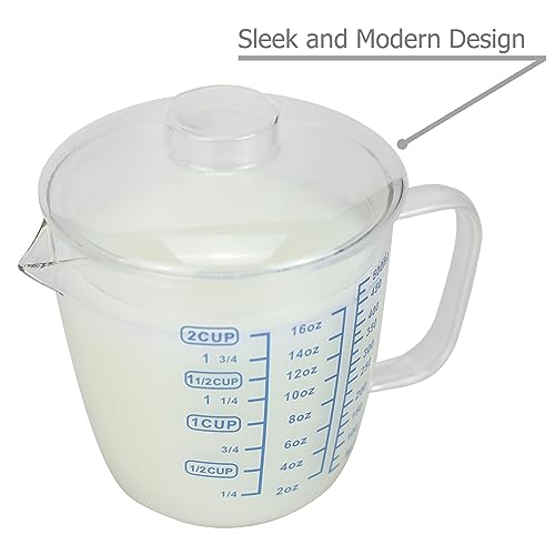 Vaso medidor de vidrio 500 ml con tapa y pico en V miniatura 7
