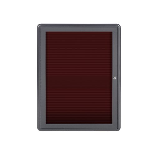 Ovation 1-Door Aluminum Frame Felt Wall Mounted Letter Board, 3' H x 2' W Surface Color: Burgundy, Frame Finish: Grey