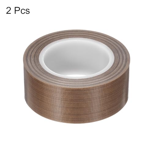 Image of MECCANIXITY 10m /33 Feet,25mm /1 Inch PTFE Tape,PTFE Fabric Tape,Adhesive PTFE Film Tape for Vacuum Sealer Machine,Hand Sealers High Temperature,Brown,Pack of 2