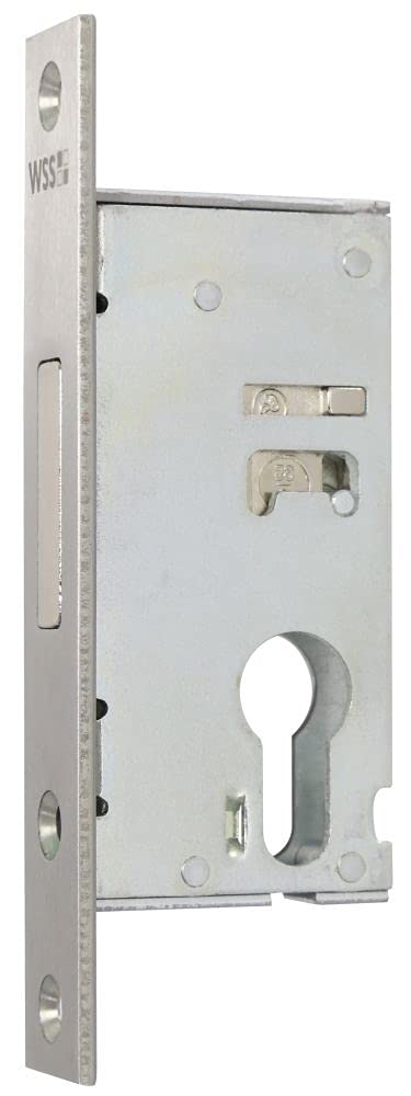 Einsteck-Riegelschloss Riegel bündig - Dornmaß: 24, Ausführung: PZ gelocht - 014072400426 erial/Oberflächen: Edelstahl V2A matt gebürstet, Dornmaß: 24, Schlossstulp: Flachstulp, Au