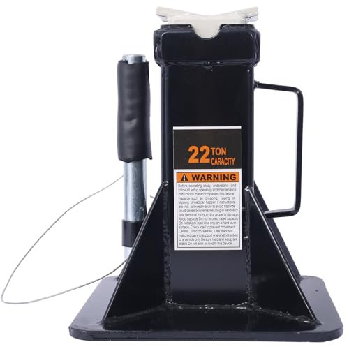Heavy Duty Pin Type Professional Car Jack Stand with Lock, 22 Ton (44,000 lb) Capacity, Adjustable Height to 20\" Fit for Supporting Trucks, Trailers and Equipment, 1 Pair (Black) - Thumbnail 7