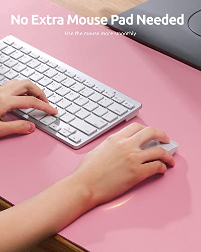 YSAGi Leather Desk Protector, Office Mat, Large Mouse Mat, Non-Slip PU Leather Blotter, Laptop Desk, Waterproof Writing Pad for Office and Home (Pink, 31.5" x 15.8") - Thumbnail 3