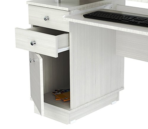 Inval America Computer Work Center with Hutch, 19.5 x 48.62 x 53.5, Washed Oak