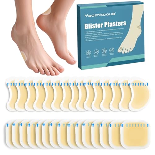 Image of 30Pcs Blister Plasters for Feet Waterproof Hydrocolloid Plasters Invisible Blister Cushions for Heel, Toe, Guard Skin for Feet Heel Prevent Friction