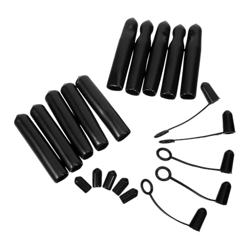 Tapones antipolvo para vertedor de botellas de plástico, cubiertas negras selladas, 20 uds. 2
