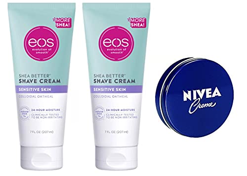 EOS Shea Better Shave Cream. Sensitive Skin. Colloidal Oatmeal. 7 fl oz. Pack of 2. Travel Size Body Cream 1 Oz.