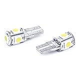  Cikuso 2 x Bombilla W5W T10 5 LED SMD Blanco Lampara luz de Noche del Xenon de Coche OBD Anti Terror Canbus