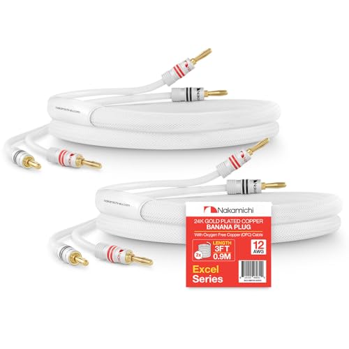 Câble haut-parleur Nakamichi Excel or 24k en cuivre OFC blanc 12 AWG