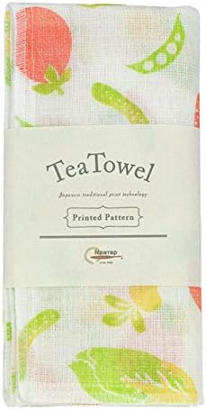 Nawrap Printed Tea Towel, Made in Japan, 4 Ply, Soft, Durable, and Absorbent, 13.5 x 27 Inches - Fruit & Veggie Print