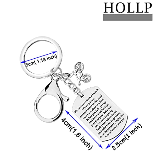 HOLLP Cycling Jewelry Bicycle Inspirational Dog Tag Keychain with Bicycle Necklace Cyclist Gift Bike Riding Gift for Cyclist2