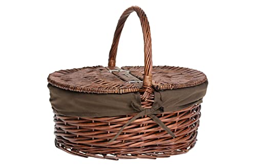 HERSIG Cesto de Picnic Mimbre, Ovalada 35x25x17 cm