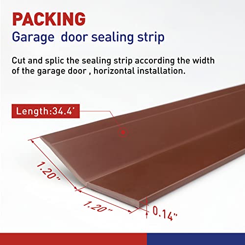 Fosluoc Garage Door Seal Top And Sides Seal Strip Brown 34.4Ft Rubber Weather Stripping Replacement Soft And Hard Composite, Weatherproofing Universal Sealing Professional. #TOP1