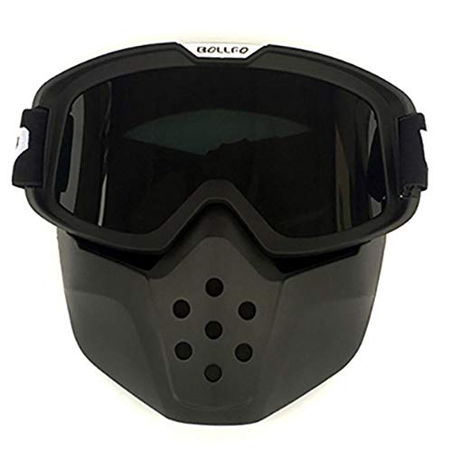 HCMAX Motocicleta Gafas de Protección Con Máscara Facial Desmontable Estilo Harley Casco...