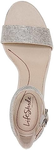 LifeStride Womens Averly Glitz Dress Heeled Sandal, Natural, 10 Wide US | Image 6