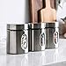 WHOLE HOUSEWARES | Brushed Stainless Steel And Glass Canister With Window For Spices Or Grains | Kitchen Organisation Canisters | Set Of 3 | 5