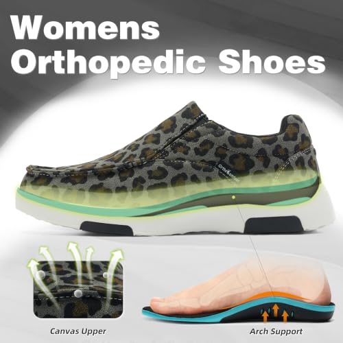 Image of OrthoComfoot Women's Orthopedic Slip-On Loafers Walking Shoes: Comfortable Plantar Fasciitis Loafers with Arch Support for Flat Feet, Casual Orthotic Shoes for Foot and Heel Pain Relief