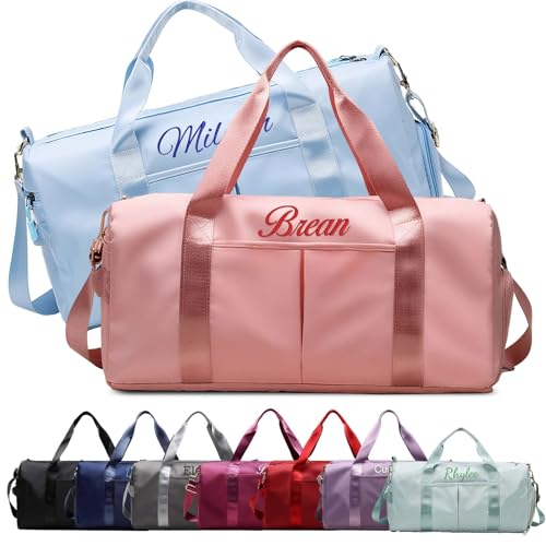 Personalized Large Duffel Bag with Embroidered Name Custom Sport Gym Bags for Women & Men Personalized Travel Duffel Bag with Wet Dry Pockets & Shoe (Style 3)