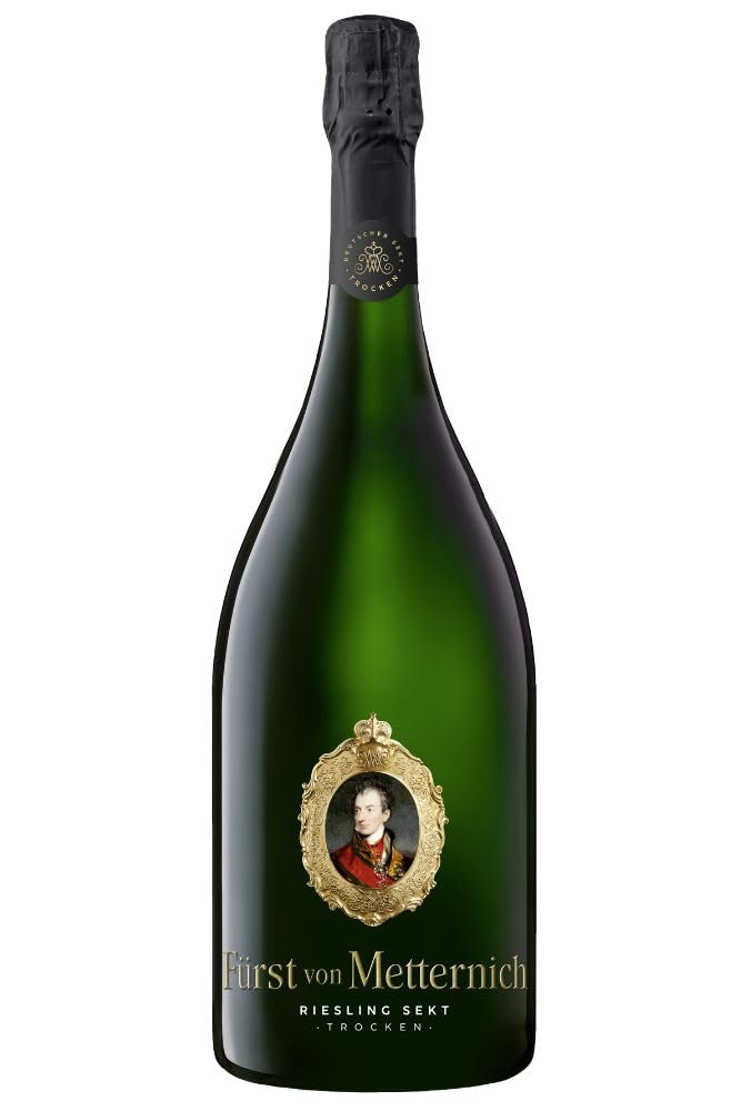 Fürst von Metternich Riesling Sekt Trocken (1 x 1,5 l) Deutscher Premiumsekt in beeindruckender Magnumflasche, aus hochwertigen Rieslinggrundweinen deutscher Weinbaugebiete, ideal als Geschenk