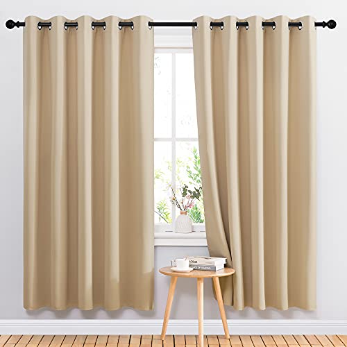 NICETOWN Blackout Draperies Curtains Panels - Window Treatment Thermal Insulated Solid Grommet Blackout Curtains/Panels/Drapes for Bedroom (Biscotti B