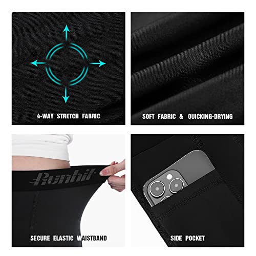 Runhit Youth Boys' Compression Shorts,Boys Performance Athletic Base Layers Underwear Sports Shorts Side Pocket3