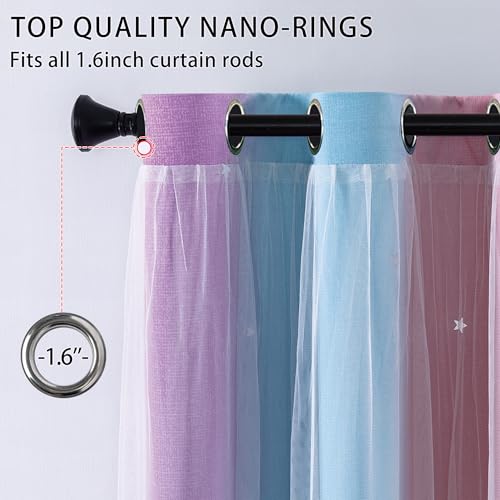 Image of Extra Wide Curtains 84 Inches Long 100 Inch Wide for Girls Bedroom Patio Sliding Door Kids 80% Blackout Curtains for Nursery Room Darkening Rainbow Princess Unicorn Wall 1 Panel 100Wx84L Pink Purple