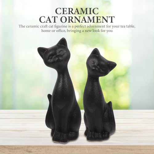 Figurines en céramique chat couple, statuette de décoration pour table de thé