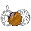 Nupuyai Tiger's Eye Crystal Stone Hollow Star Pendant Necklace for Women Men, Protection Round Stone Pendant with Chain #2