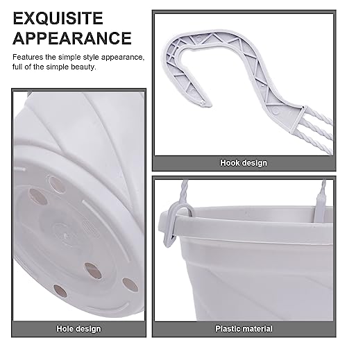 Image of DOITOOL 10 Pack Hanging Plastic Pots for Plants with Hook, Garden Flower Plant Pot Container Baskets Hanging Nursery Planter Holder for Indoor Outdoor Garden Decor (White,6.7 Inch)