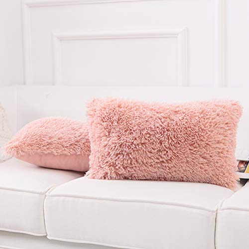 Image of Lumbar Faux Fur Throw Pillow Covers for Couch Decorative Pillows 12x20