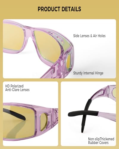 Image of Night Driving Glasses for Men Women Fit Over Sunglasses Anti Glare Polarized HD Night Vision Glasses
