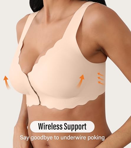 Front Closure Bras for Women Seamless Wireless Push Up Bra No Underwire Full Coverage Comfort Bras Mastectomy Bralettes3