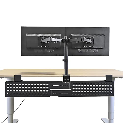 AEONS Dual Monitor Desk Mount Stand, Adjustable Dual Arm Mount fits up to 32 inch LCD Screen with VESA, Clamp and Cable Management, Black