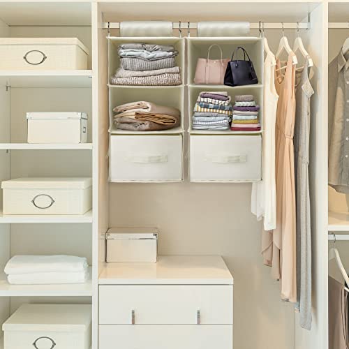 Lovstorage Hanging Closet Organizer 6-Shelf, Hanging Shelves For Closet With 3 Removable Drawers & Side Pockets, Hanging Shelf Organizer For Bedroom Or Garment Rack, 12.6'' X 12.6'' X 44.1'' #TOP5