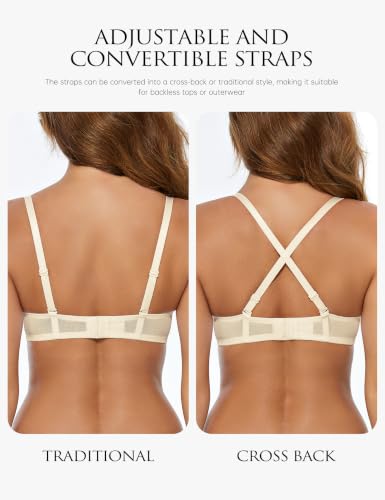 Image of Wingslove Women's Sexy Lace Bra Demi Sheer Mesh Balconette See Through Bralette Unlined Underwire Embroidered