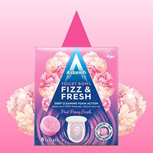 Astonish Special Aromatic Edition Toilet BowlFizz & Fresh Deep Cleaning Foam Action Tabs,Pink Peony Fresh Scent, 8 Tablet Pack