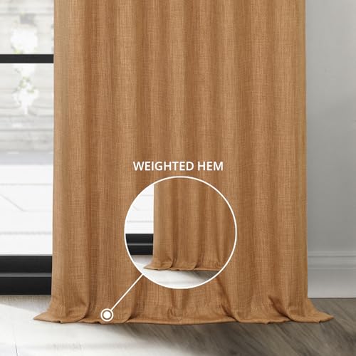Image of HPD Half Price Drapes - Faux Linen Curtains for Living Room (2 Panels) - 50W X 96L - Textured Room Darkening Curtains for Bedroom 96 Inches Long - Drapes for Home Decor, Butterscotch