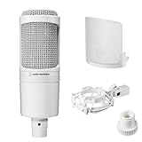 オーディオテクニカ AT2020 CWH コンデンサーマイク XLR 動画配信 宅録 ポッドキャスト 実況 DTM レコーディング マイク 【公式限定カラー】 コンプリートホワイト ポップフィルター ショックマウント付き