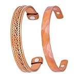 Coppervast Copper Bracelets- for Men and Women| Set of 2 with Gift Box| Gift for Women & Men| Handmade 100% Copper (Hammered and Chain Inlay)