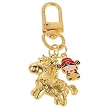 Abaodam Llavero de Aleación Colgante de Caballo Dorado 2026, Amuleto del Zodiaco Chino para Atraer Riqueza, Accesorio Portátil para Bolsos y Llaves, Obsequio Auspicioso para Año Lunar