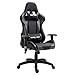 IDIMEX Chaise de Bureau Gamer Start Fauteuil Gaming Ergonomique pivotant, siège baquet Racer avec Dossier inclinable accoudoirs réglables et Coussins pour Le Dos, revêtement synthétique Noir/Gris