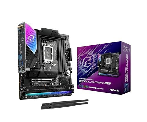 Image of ASRock B860M Lightning WiFi Motherboard - Intel B860, LGA1851, DDR5 8666+ (OC), PCIe 5.0, Thunderbolt 4, WiFi 6E, 12+1+1+1+1 Power Phase, 4X M.2, USB 3.2 Gen2, Killer 2.5G LAN