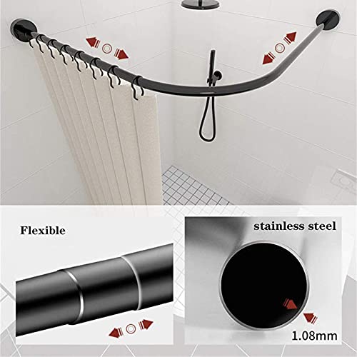 Tringle à rideau de douche extensible en forme de L sans perçage en acier inoxydable pour baignoire et cabine de douche, installation facile
