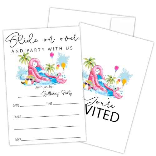Invitaciones de fiesta en la piscina con sobres para cumpleaños infantiles
