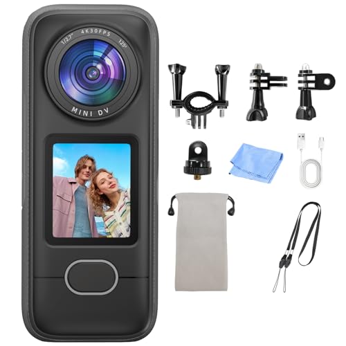 4K Action Camera, 3.5Hrs Battery Life Body Camera Hands-Free Recording, IPX6 Waterproof Portable Vlogging Camera with 1.4' HD Screen, Video Recorder with WiFi for Travel, Cycling, Motorcycle, Bloggers