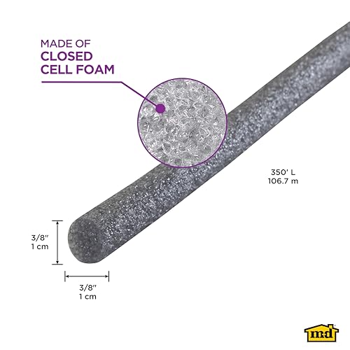 Image of M-D Building Products - Versatile Gray Foam Backer Rod - Set 3 /8in x 350ft - Essential Caulk Saver for Sealing Concrete Gaps, Expansion Joints, and Crack Filling (71550)
