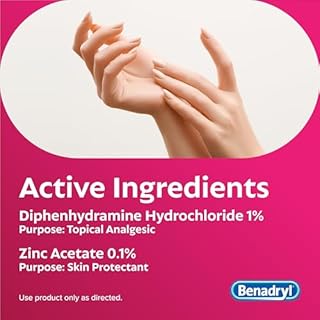 Benadryl Original Strength Anti-Itch Cream, Bug Bite Itch Relief, Diphenhydramine HCl Topical Analgesic & Zinc Acetate Skin Protectant, Great for Camping Essentials, 1 oz, 2 Pack