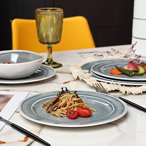 Melamine Dinnerware Set - 12Pcs Dishes Dinnerware Set For 4, Indoor And Outdoor Use, Dishwasher Safe, Break-Resistant, Lightweight, Gray #TOP5