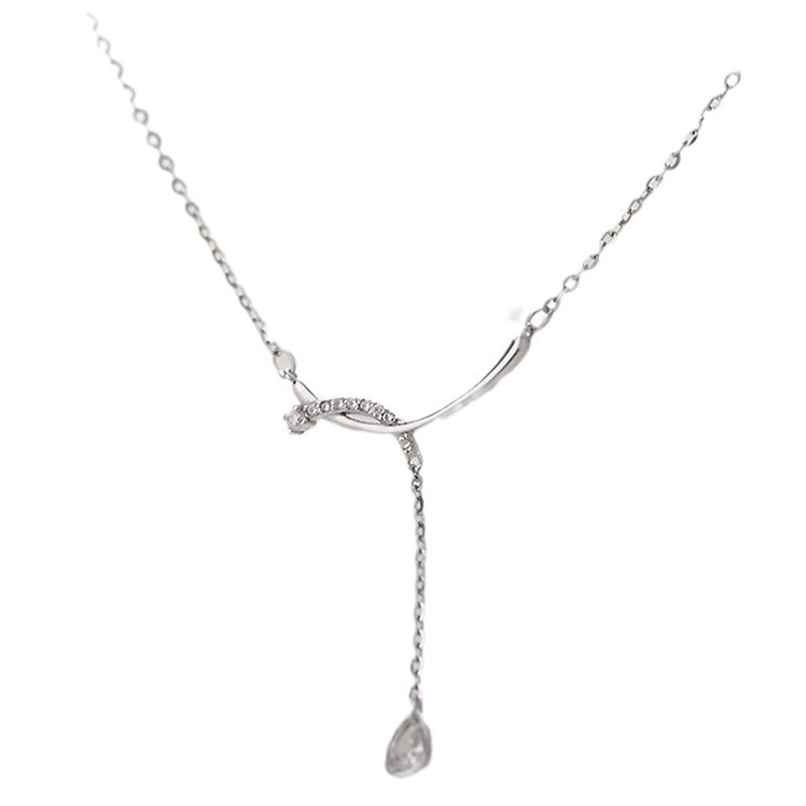 Collares auténticos para mujer, joyas de oro blanco Au 375/585/750, cadena para mujer, colgante de borla, gota con moissanita, talla blanca, 9 K/14 K/18 K, oro blanco para mujer, 40 + 5